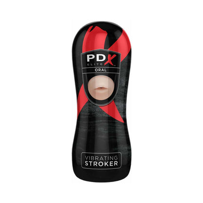 PDX BRANDS - PDX ELITE VIBRATING STROKER ORAL BEIGE/BLACK