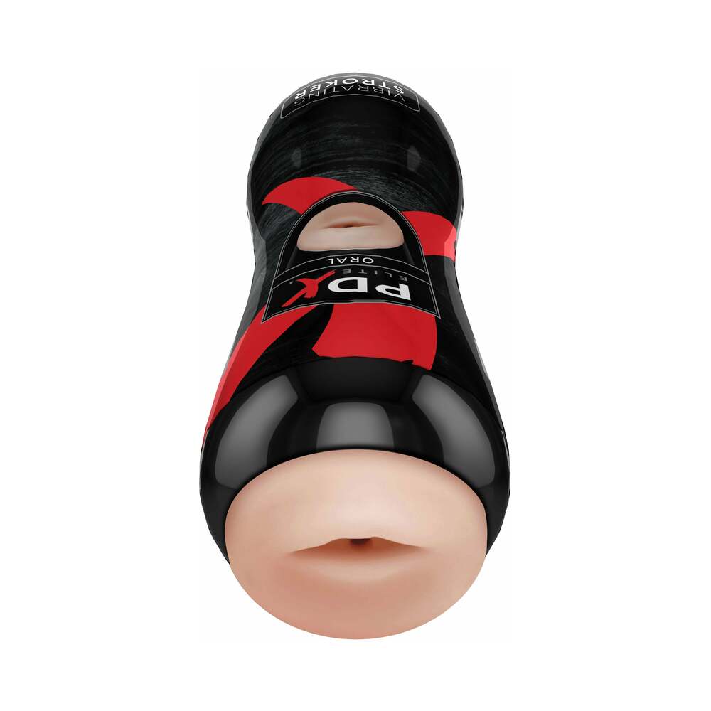 PDX BRANDS - PDX ELITE VIBRATING STROKER ORAL BEIGE/BLACK