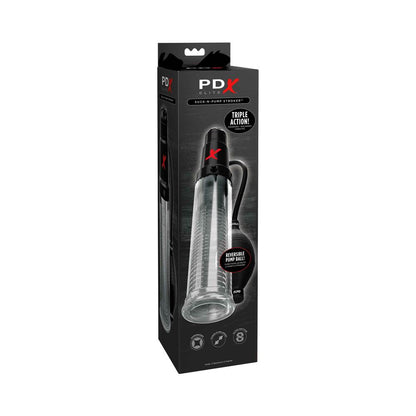 PDX BRANDS - PDX ELITE SUCK-N-PUMP VIBRATING PENIS PUMP & STROKER CLEAR