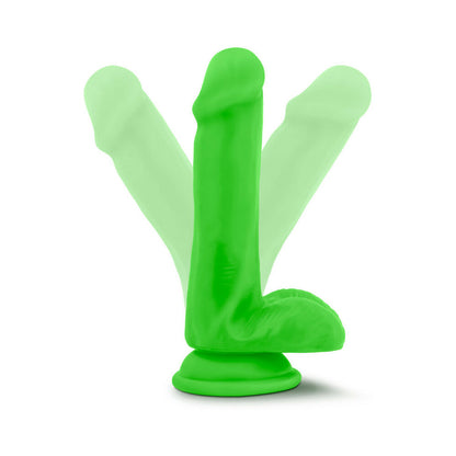 BLUSH - NEO 6 IN. DUAL DENSITY DILDO WITH BALLS NEON GREEN
