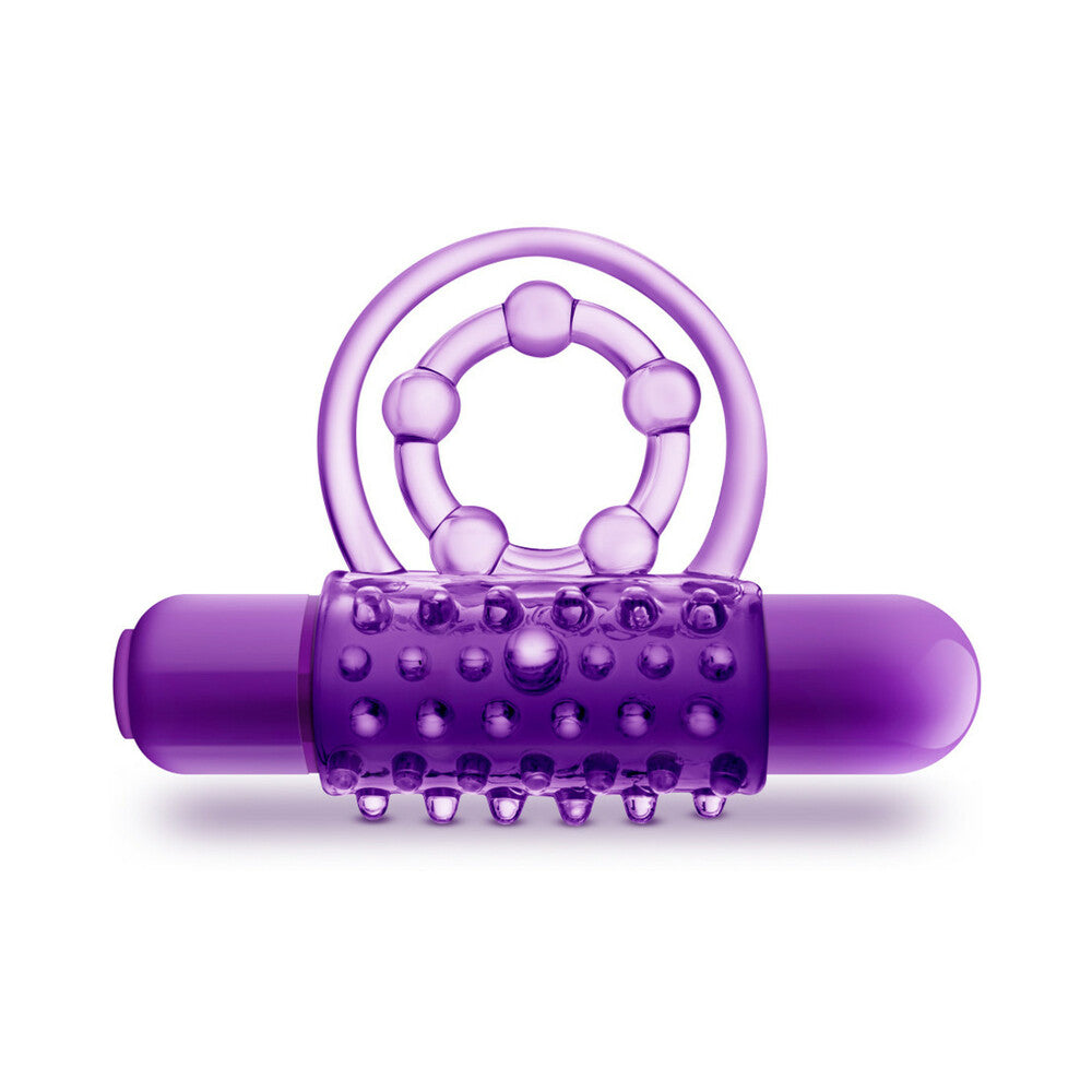 BLUSH - PLAY WITH ME THE PLAYER VIBRATING DOUBLE STRAP COCK RING PURPLE