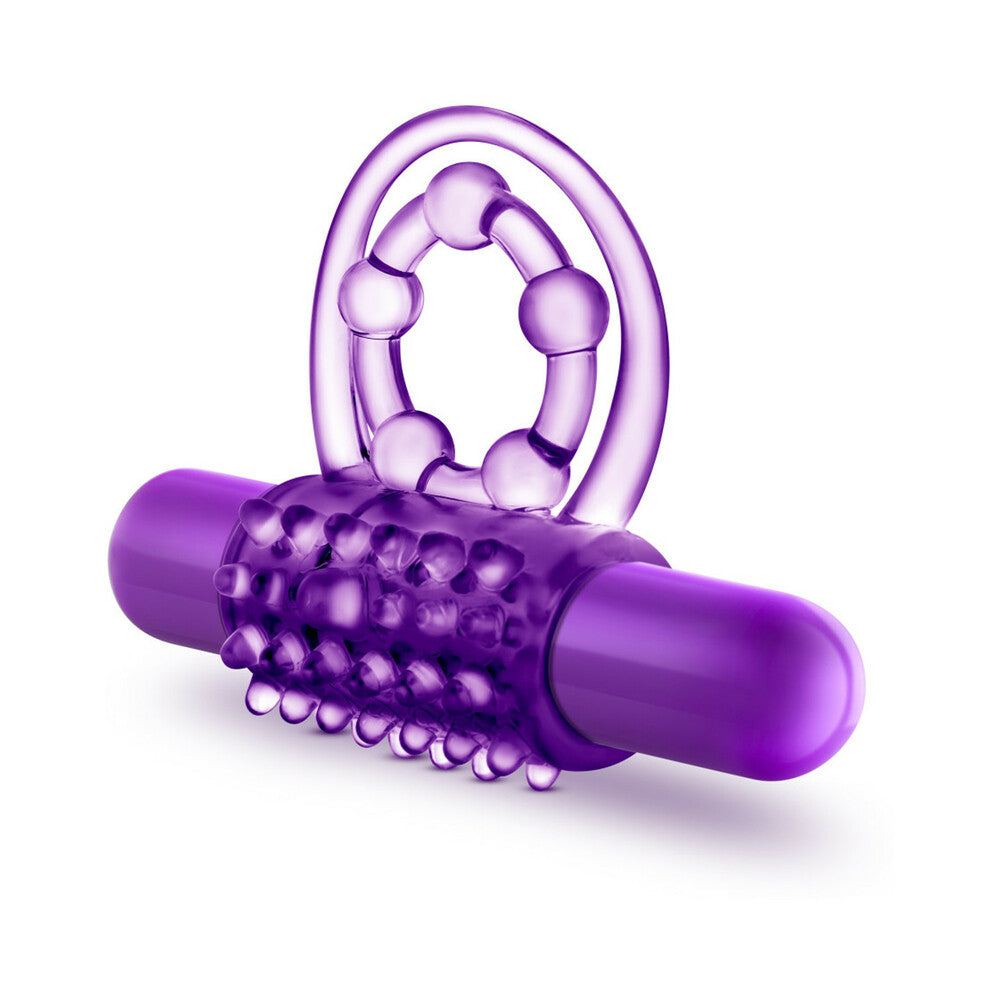 BLUSH - PLAY WITH ME THE PLAYER VIBRATING DOUBLE STRAP COCK RING PURPLE