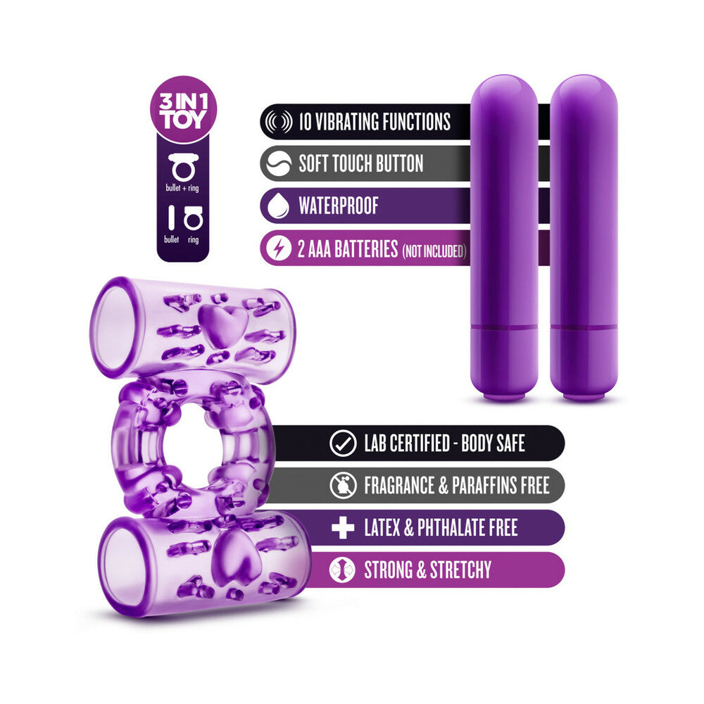 BLUSH - PLAY WITH ME DOUBLE PLAY DUAL VIBRATING COCKRING PURPLE