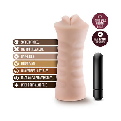 BLUSH - M FOR MEN SKYE ORAL STROKER WITH BULLET VIBRATOR BEIGE