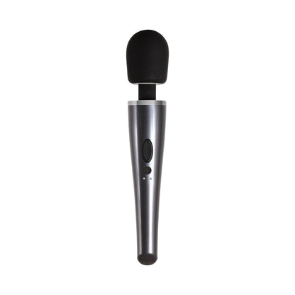 EVOLVED - MIGHTY METALLIC WAND VIBRADOR DE VARINHA RECARREGÁVEL EM SILICONE CROMO/PRETO