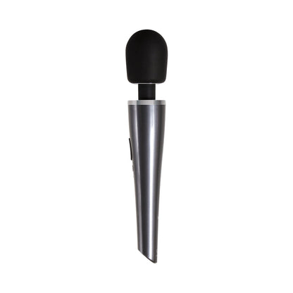 EVOLVED - MIGHTY METALLIC WAND VIBRADOR DE VARINHA RECARREGÁVEL EM SILICONE CROMO/PRETO
