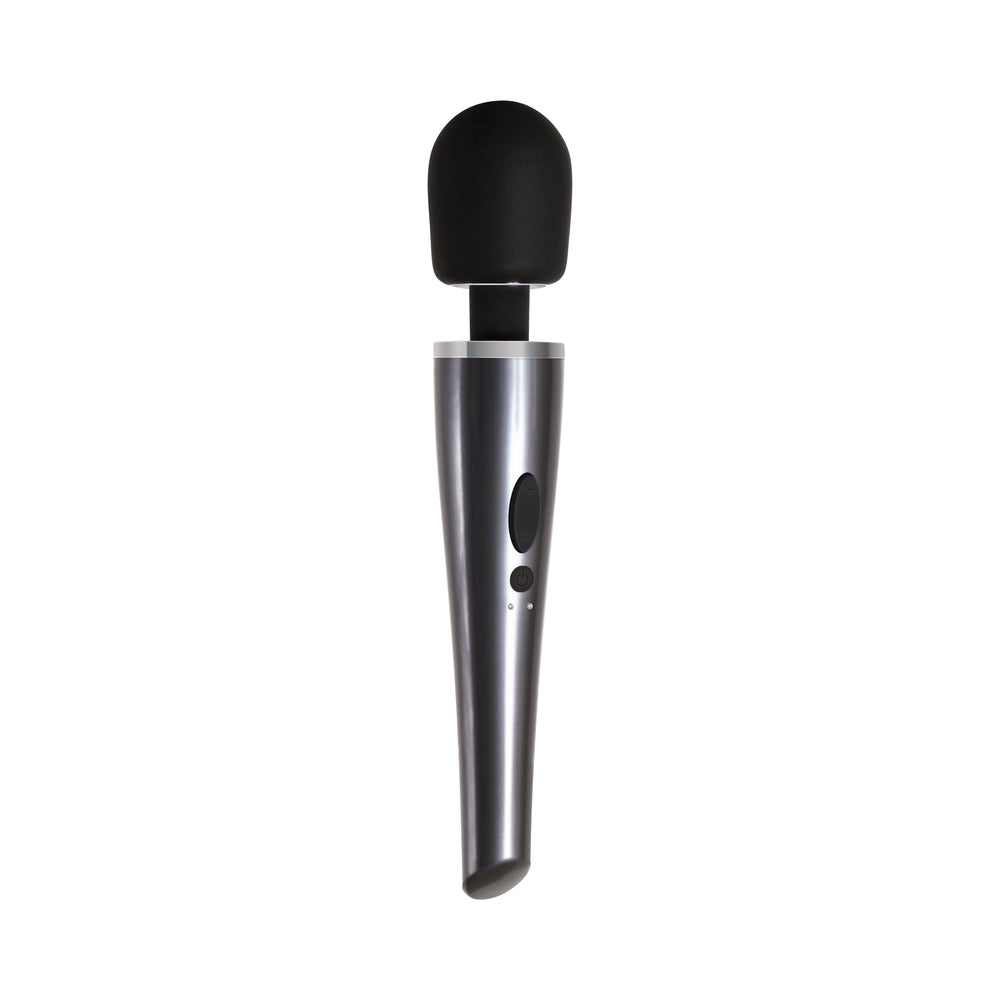 EVOLVED - MIGHTY METALLIC WAND VIBRADOR DE VARINHA RECARREGÁVEL EM SILICONE CROMO/PRETO