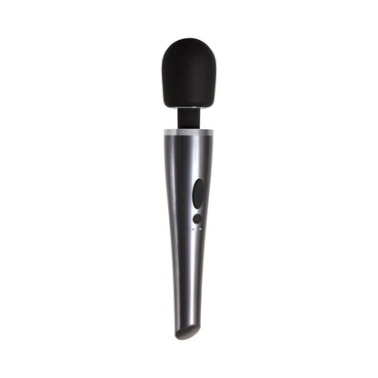 EVOLVED - MIGHTY METALLIC WAND VIBRADOR DE VARINHA RECARREGÁVEL EM SILICONE CROMO/PRETO