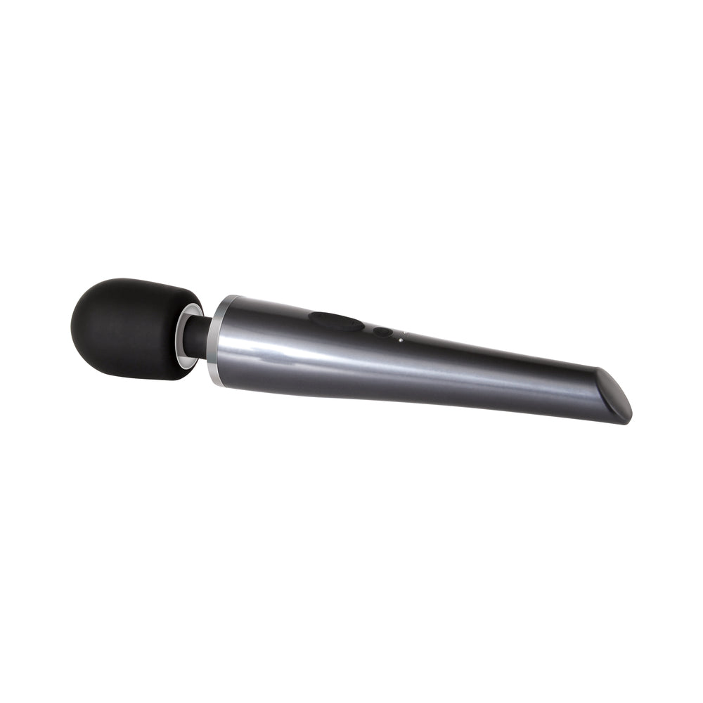 EVOLVED - MIGHTY METALLIC WAND VIBRADOR DE VARINHA RECARREGÁVEL EM SILICONE CROMO/PRETO