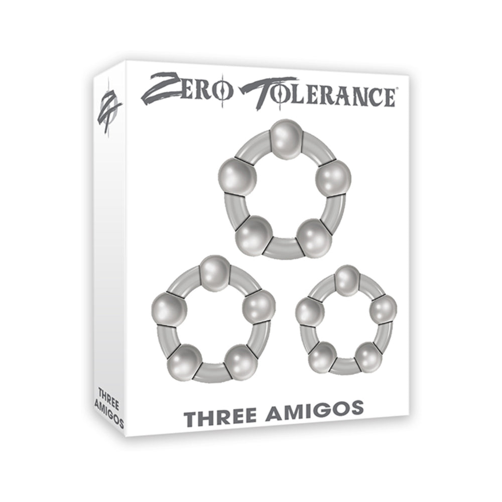 ZERO TOLERANCE - THREE AMIGOS 3-PIECE COCK RING SET CLEAR