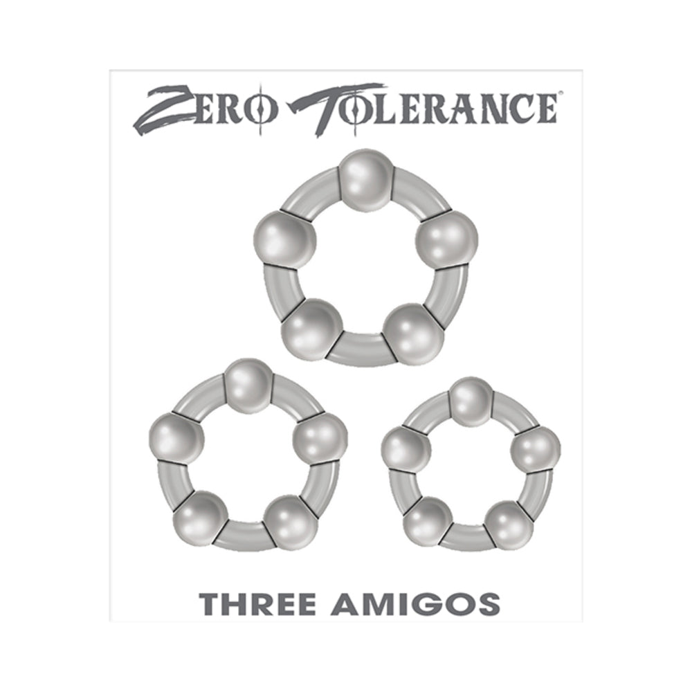 ZERO TOLERANCE - THREE AMIGOS 3-PIECE COCK RING SET CLEAR