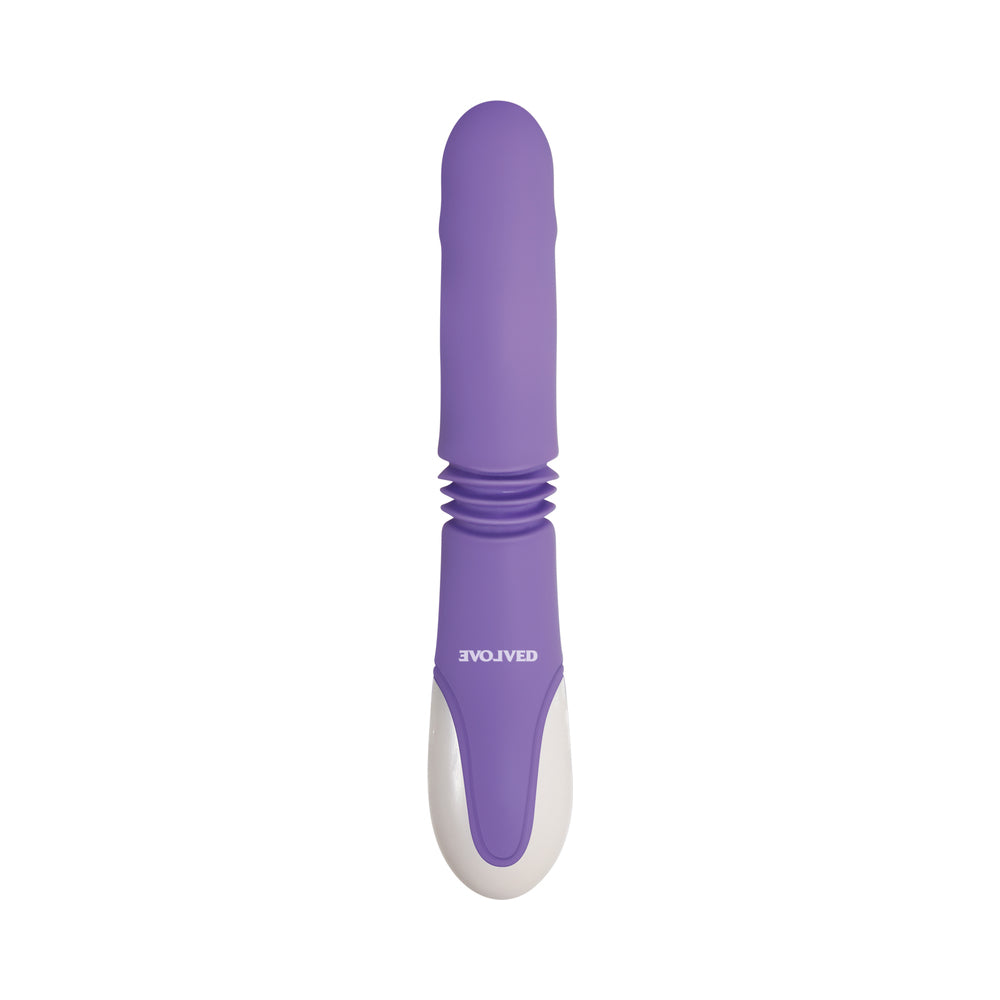 EVOLVED - THICK & THRUST BUNNY RECHARGEABLE THRUSTING SILICONE RABBIT VIBRATOR PURPLE