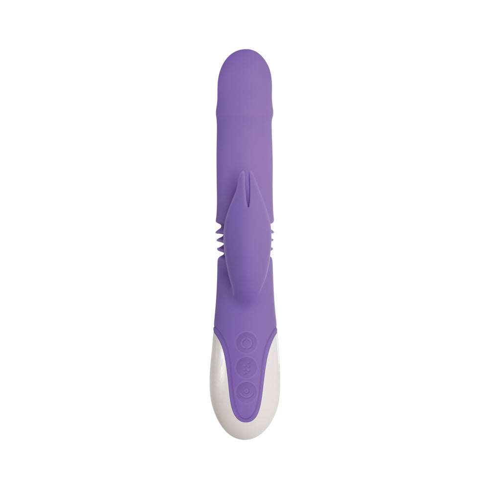 EVOLVED - THICK & THRUST BUNNY RECHARGEABLE THRUSTING SILICONE RABBIT VIBRATOR PURPLE