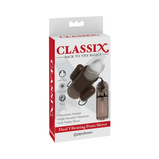 PIPEDREAM - CLASSIX DUAL VIBRATING PENIS SLEEVE SMOKE