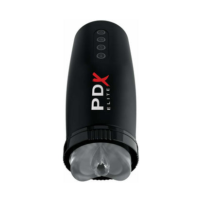 PDX BRANDS - PDX ELITE MOTOBATOR 2 RECHARGEABLE THRUSTING VIBRATING MASTURBATOR CLEAR/BLACK