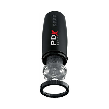 PDX BRANDS - PDX ELITE MOTOBATOR 2 RECHARGEABLE THRUSTING VIBRATING MASTURBATOR CLEAR/BLACK