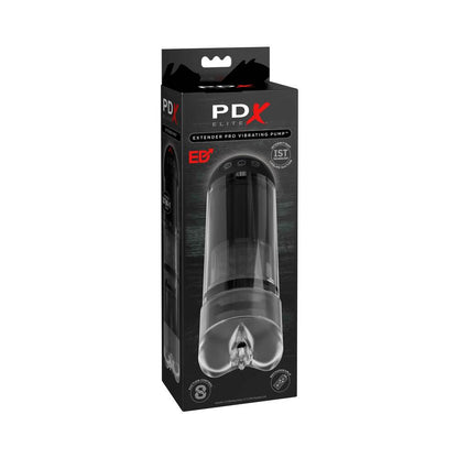 PDX BRANDS - PDX ELITE EXTENDER PRO RECHARGEABLE VIBRATING PENIS PUMP CLEAR/BLACK
