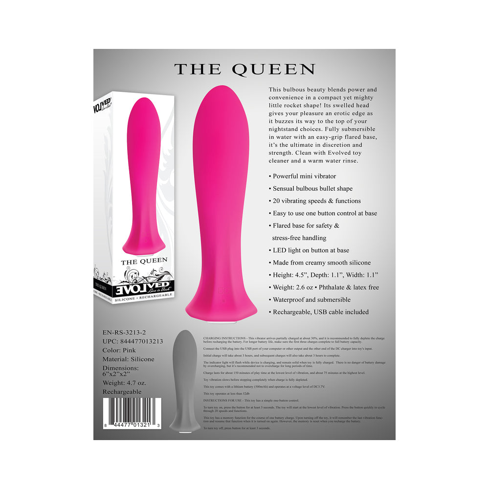 EVOLVED - THE QUEEN RECHARGEABLE SILICONE MINI VIBRATOR PINK