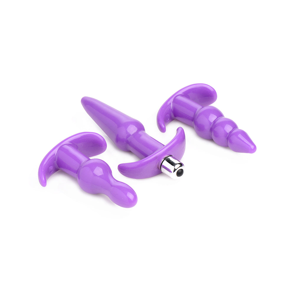 XR BRANDS - CONJUNTO DE 3 PLUGS ANAIS VIBRATÓRIOS TRINITY VIBES VIOLETA