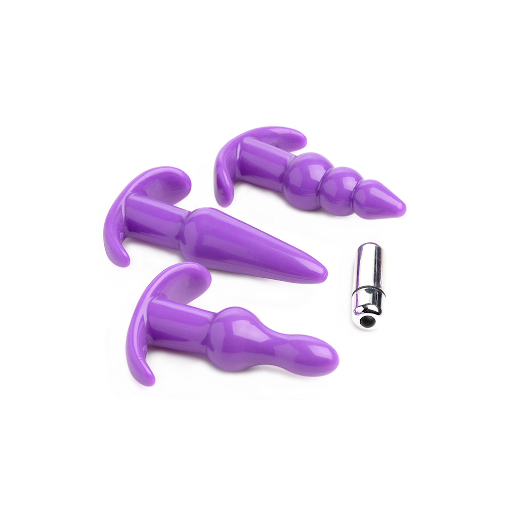 XR BRANDS - CONJUNTO DE 3 PLUGS ANAIS VIBRATÓRIOS TRINITY VIBES VIOLETA