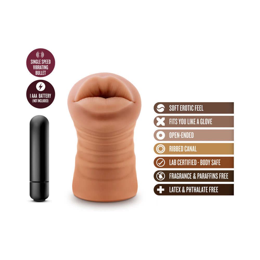 BLUSH - M FOR MEN ISABELLA ORAL STROKER WITH BULLET VIBRATOR TAN