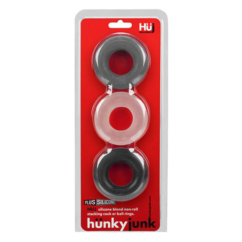 OXBALLS - HUNKYJUNK HUJ3 3-PACK C-RING, TAR MULTI