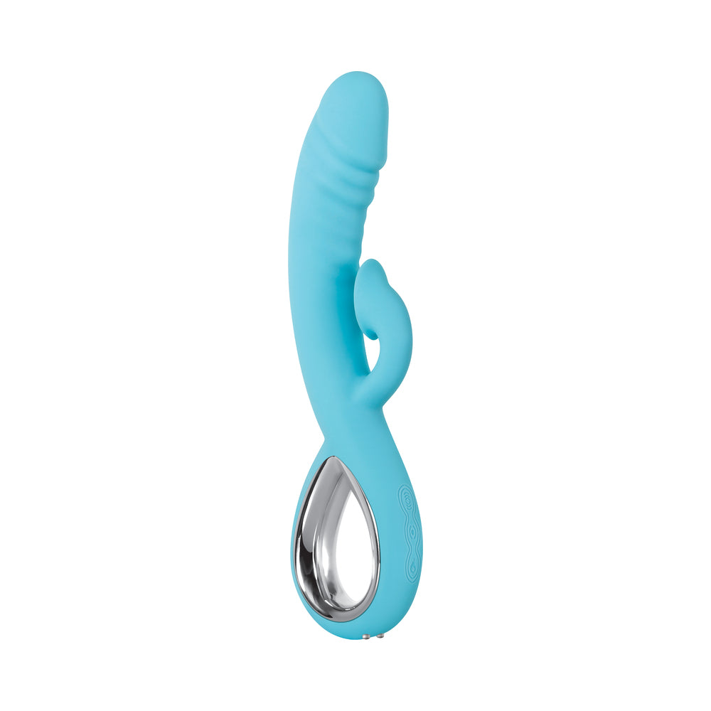 EVOLVED - TRIPLE INFINITY RECHARGEABLE HEATING SUCTION SILICONE DUAL STIMULATOR BLUE