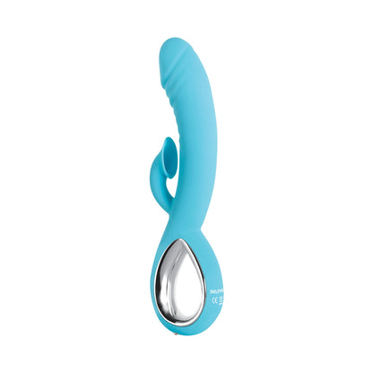 EVOLVED - TRIPLE INFINITY RECHARGEABLE HEATING SUCTION SILICONE DUAL STIMULATOR BLUE