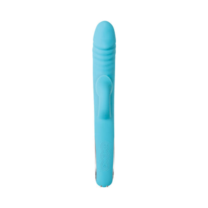 EVOLVED - TRIPLE INFINITY RECHARGEABLE HEATING SUCTION SILICONE DUAL STIMULATOR BLUE