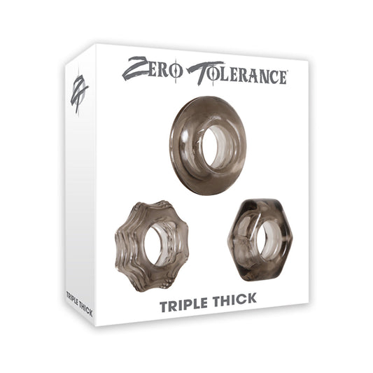 ZERO TOLERANCE - TRIPLE THICK 3-PIECE COCKRING SET SMOKE