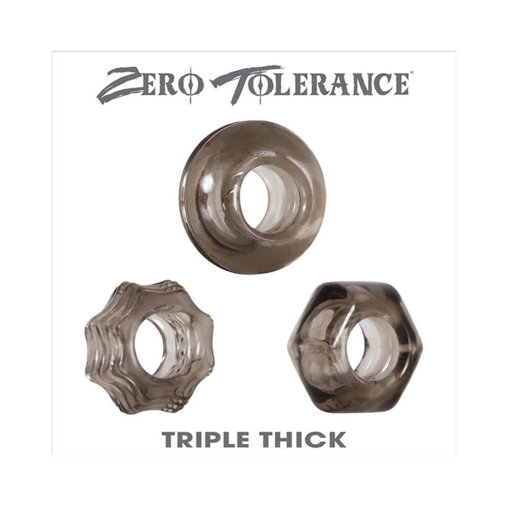 ZERO TOLERANCE - TRIPLE THICK 3-PIECE COCKRING SET SMOKE