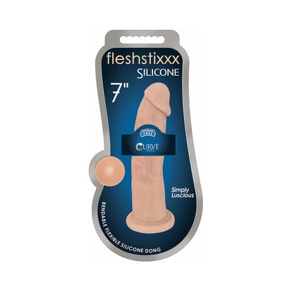 CURVE NOVELTIES - CURVE TOYS FLESHSTIXXX 7 IN. POSABLE SILICONE DILDO WITH SUCTION CUP BEIGE