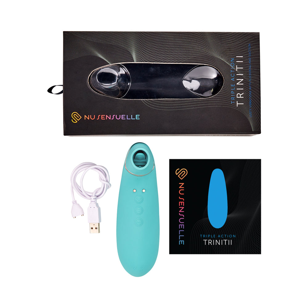 NU SENSUELLE - TRINITII 3-IN-1 SUCTION TONGUE VIBE ELECTRIC BLUE