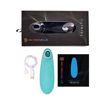NU SENSUELLE - TRINITII 3-IN-1 SUCTION TONGUE VIBE ELECTRIC BLUE