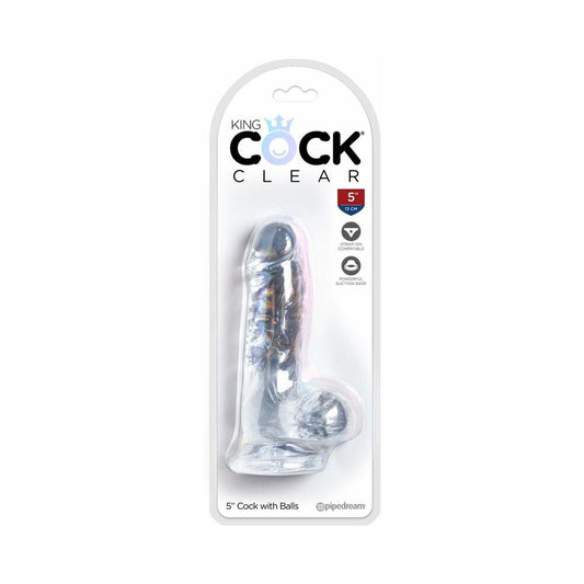 PIPEDREAM - KING COCK CLEAR 5 IN. COCK WITH BALLS REALISTIC SUCTION CUP DILDO