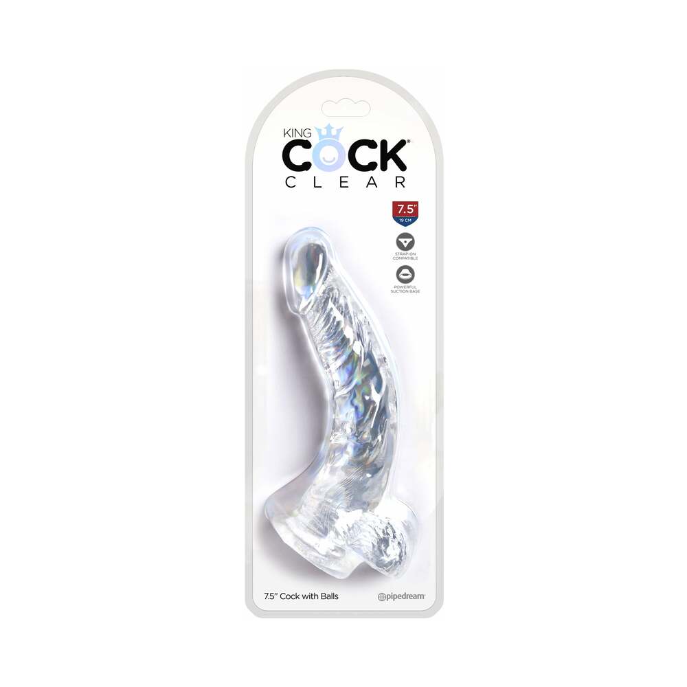 PIPEDREAM - KING COCK CLEAR 7.5 IN. REALISTIC DILDO WITH BALLS AND SUCTION CUP