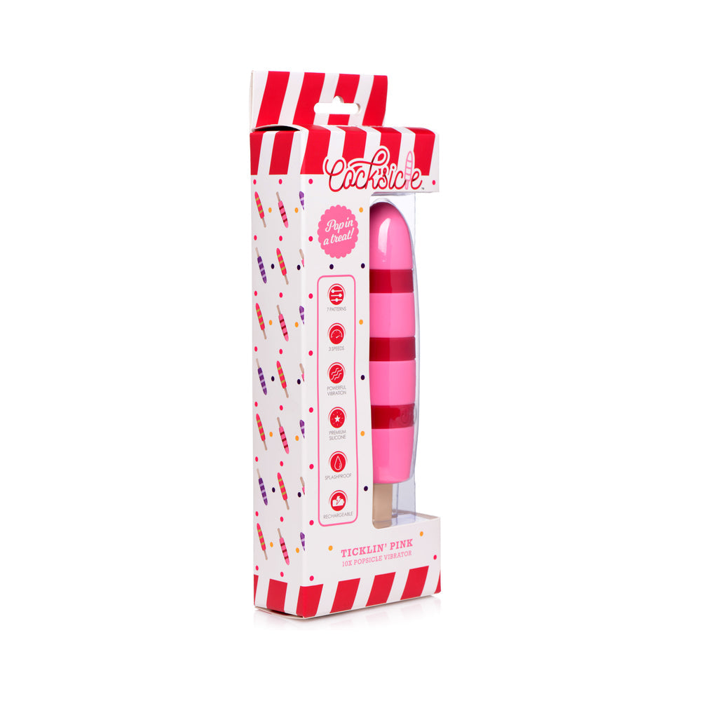 XR BRANDS - COCKSICLE TICKLIN' PINK 10X POPSICLE VIBRATOR