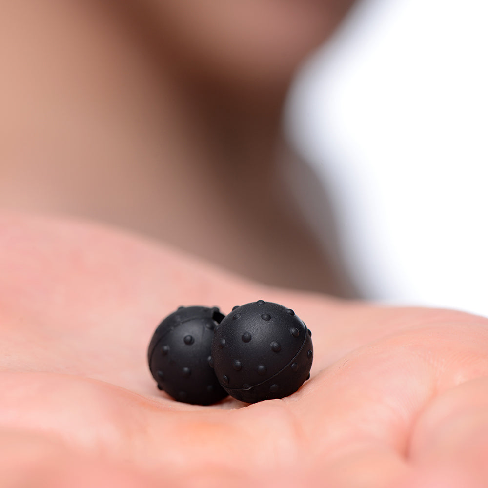 XR BRANDS - MASTER SERIES DRAGON'S ORBS NUBBED SILICONE MAGNETIC BALLS