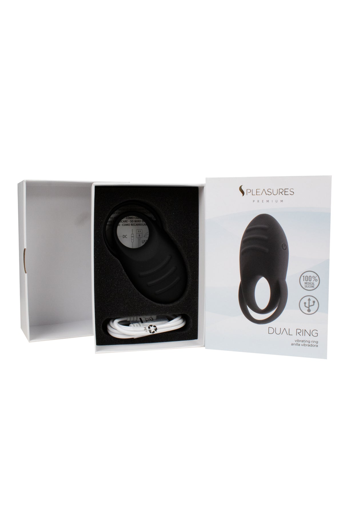 S PLEASURES PREMIUM LINE - DUAL COCK RING - BLACK