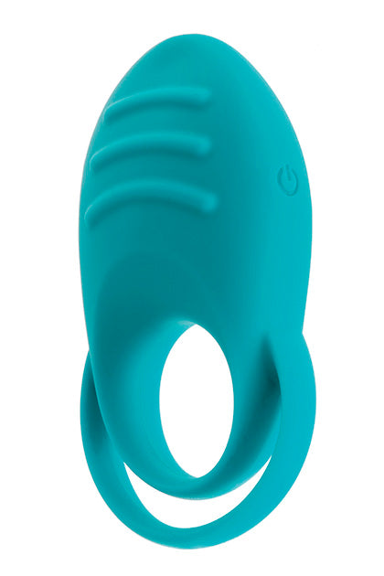 S PLEASURES PREMIUM LINE - DUAL COCK RING - TURQUOISE