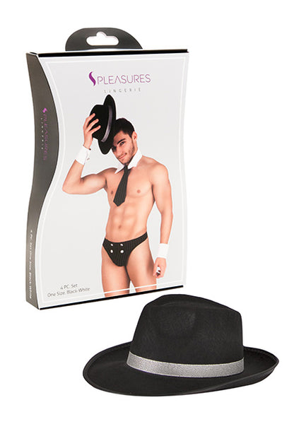S PLEASURES LINGERIE - DISFRAZ MAFIOSO SET NEGRO/BLANCO TU