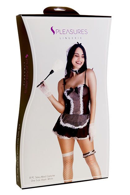 S PLEASURES LINGERIE - DISFRAZ CRIADA SET NEGRO/BLANCO TU