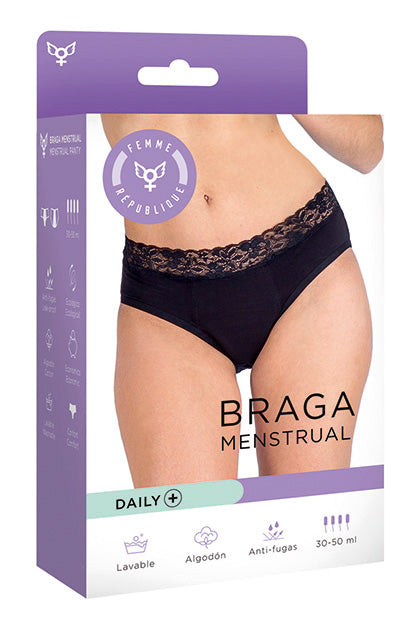 FEMME RÉPUBLIQUE - BRAGA MENSTRUAL S - NEGRO