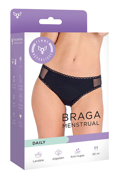 FEMME RÉPUBLIQUE - BRAGA MENSTRUAL S - NEGRO