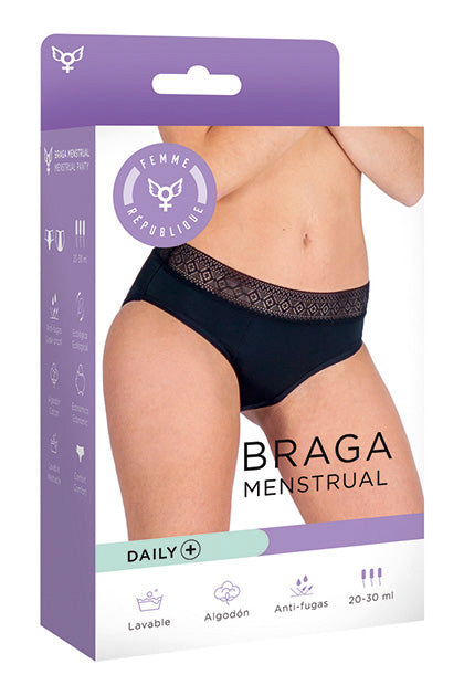 FEMME RÉPUBLIQUE - BRAGA MENSTRUAL L - NEGRO
