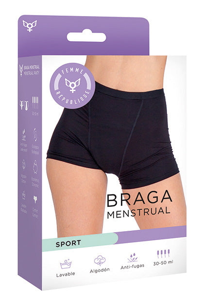 FEMME RÉPUBLIQUE - BRAGA MENSTRUAL M - NEGRO