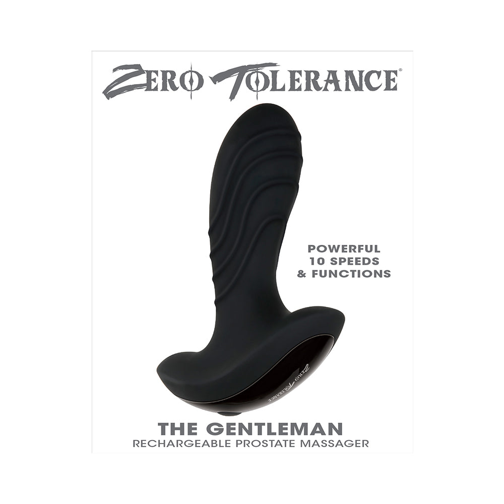 TOLERÂNCIA ZERO - MASSAGEADOR DE PRÓSTATA VIBRATÓRIO RECARREGÁVEL EM SILICONE PARA HOMEM, PRETO