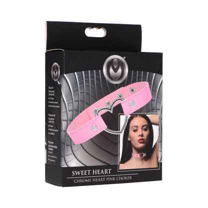 XR BRANDS - MASTER SERIES SWEET HEART CHROME HEART CHOKER ROSA