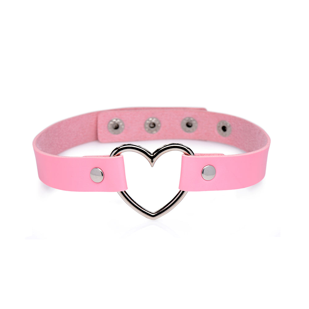 XR BRANDS - MASTER SERIES SWEET HEART CHROME HEART CHOKER ROSA