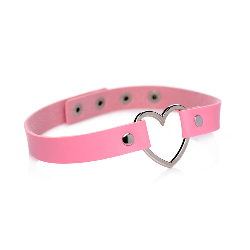 XR BRANDS - MASTER SERIES SWEET HEART CHROME HEART CHOKER ROSA